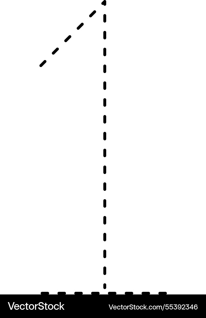 Tracing number 1 prewriting dotted line math Tracing number 1 prewriting dotted line math vector image