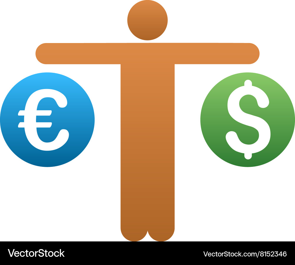Trader compare dollar and euro gradient vector image
