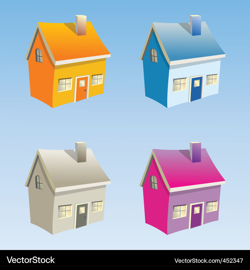 3D Modern Houses Vector Image