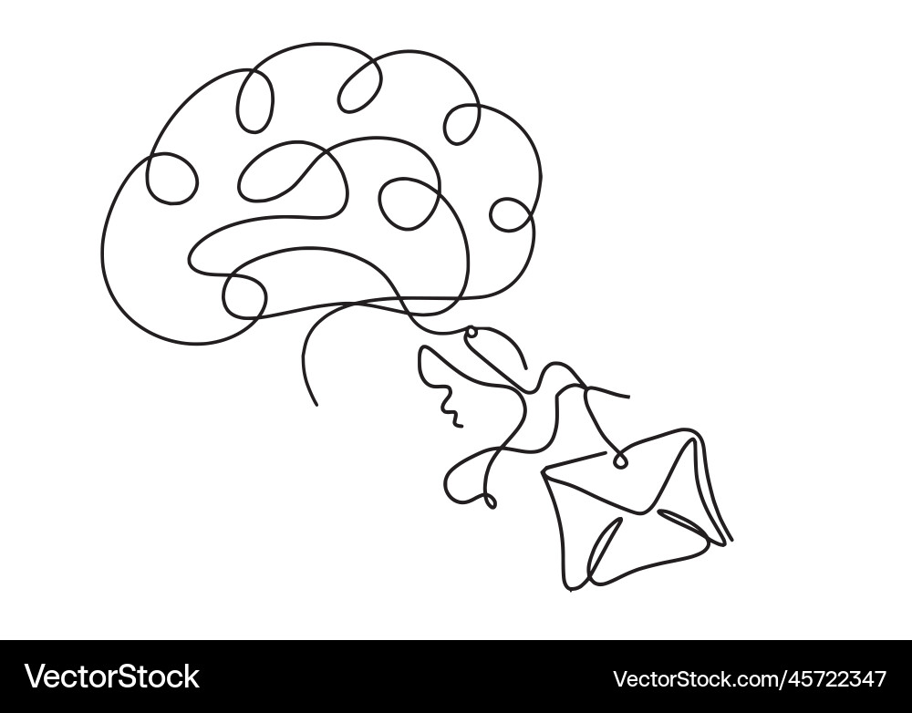 Abstract paper envelope with bird and brain vector image