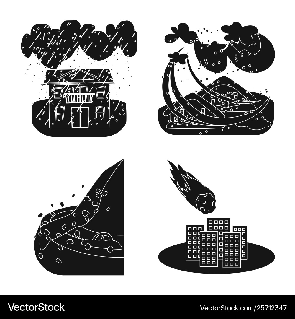 Isolated object calamity and crash symbol set Isolated object calamity and crash symbol set vector image