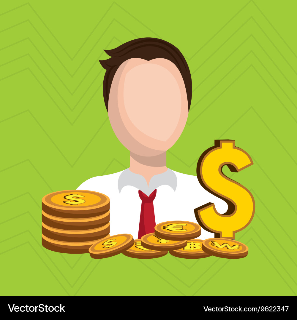 Man with coins isolated icon design Vector Image