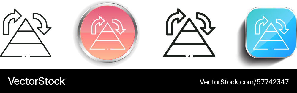 Pyramid chart icon thin linear regular and button vector image