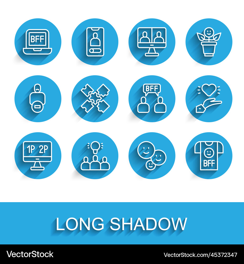 Set line computer monitor screen project team vector image