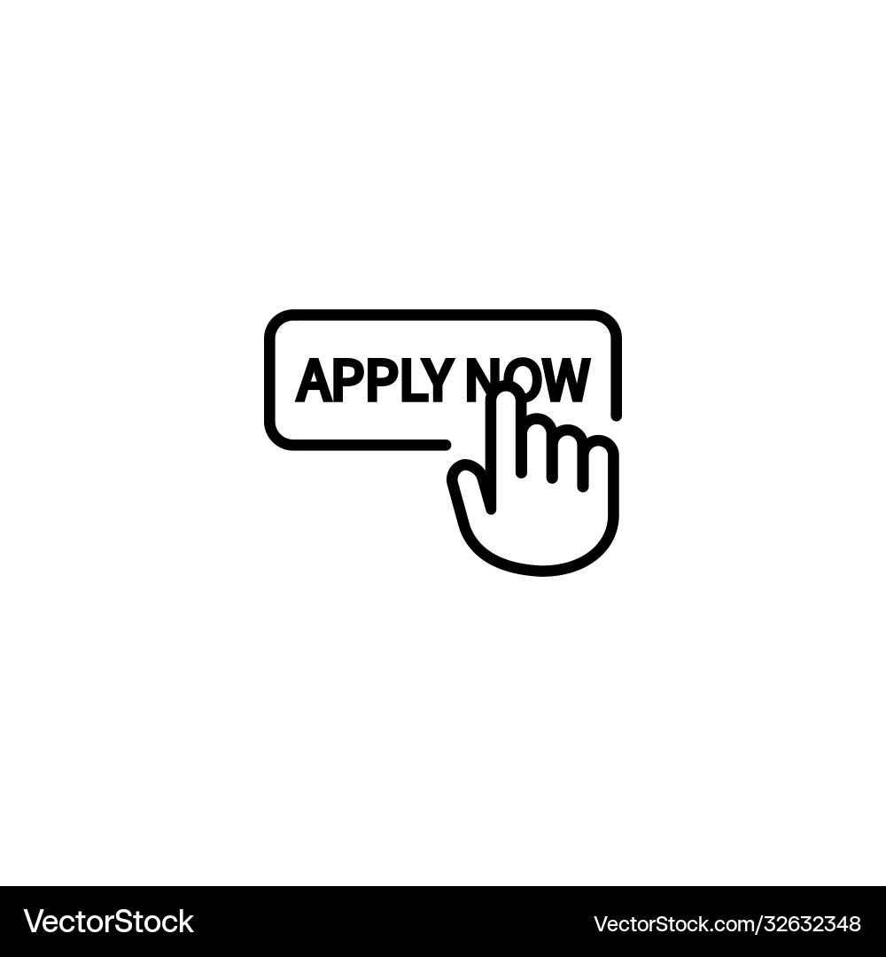 Apply now button with hand cursor on isolated Apply now button with hand cursor on isolated vector image