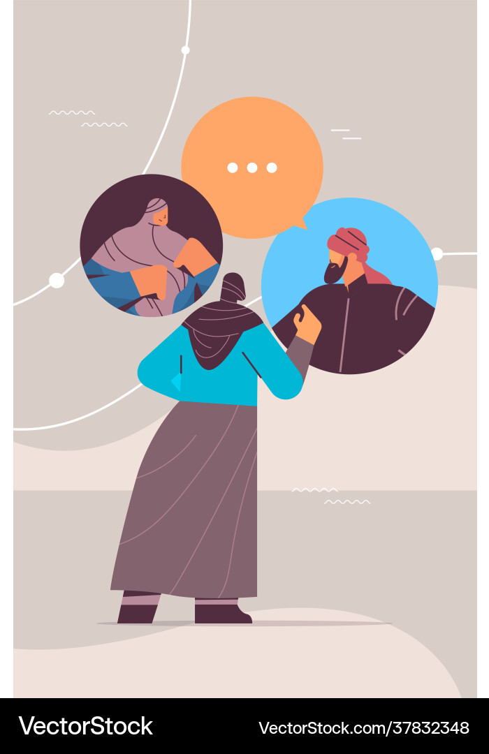 Arab people chatting in messenger or social Arab people chatting in messenger or social vector image