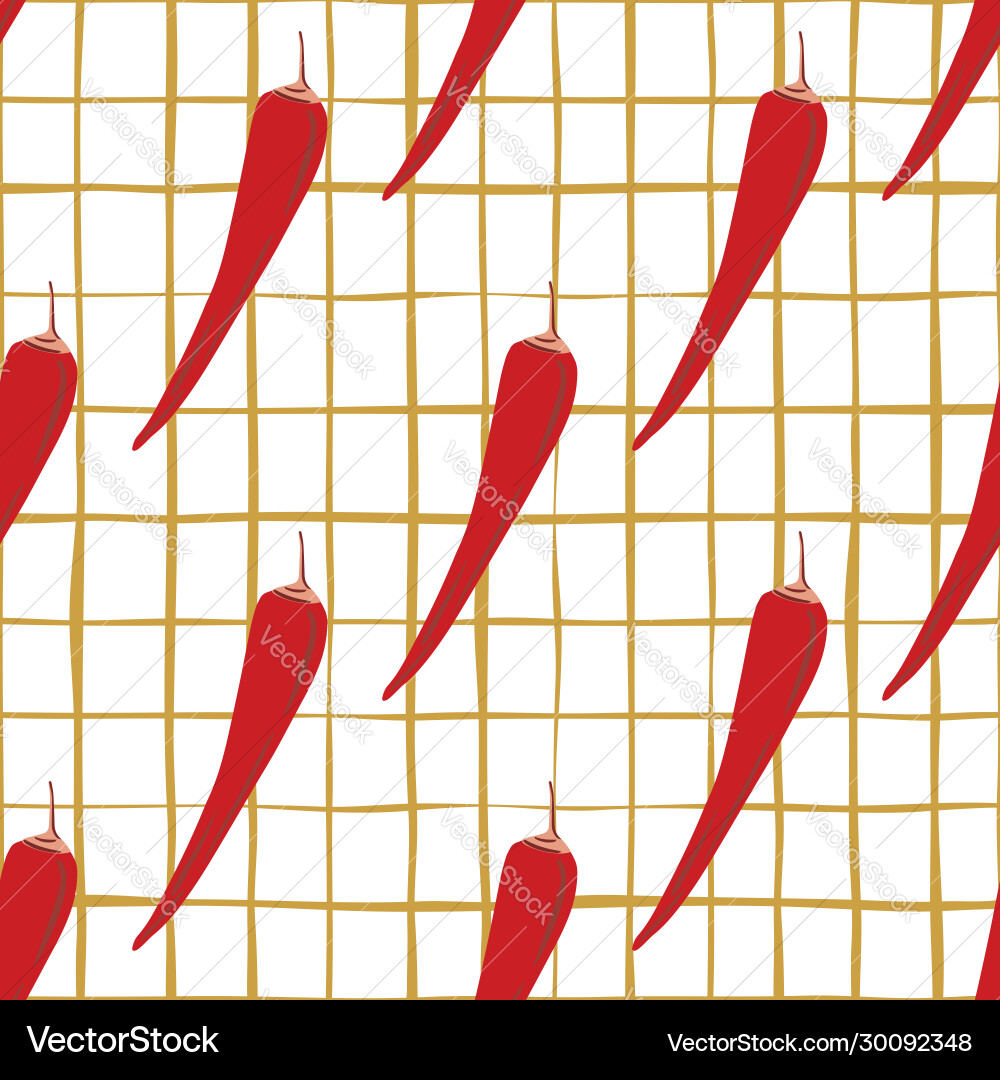 Chilli seamless pattern on stripe background Vector Image