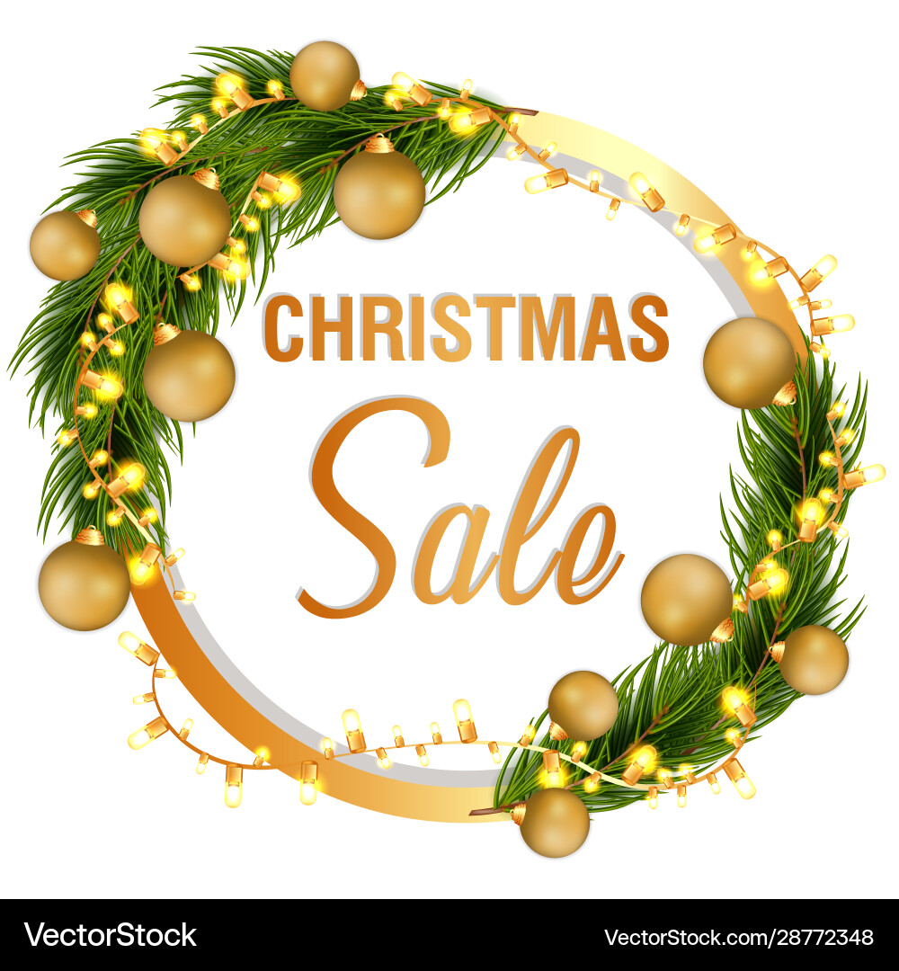 Christmas sale off template banner with fir tree Christmas sale off template banner with fir tree vector image