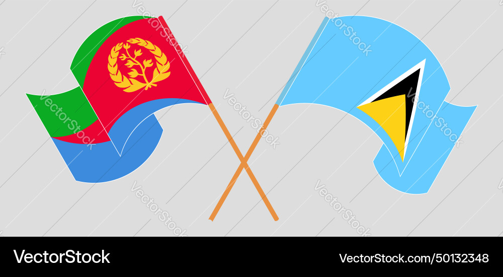 Crossed and waving flags of eritrea saint Crossed and waving flags of eritrea saint vector image