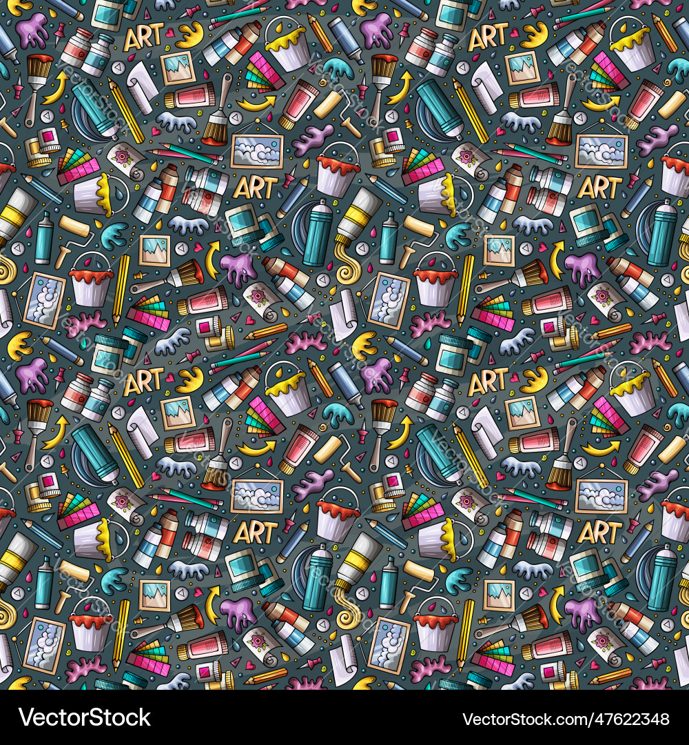 Cute Doodle Pattern - Colorful Objects Vector Image