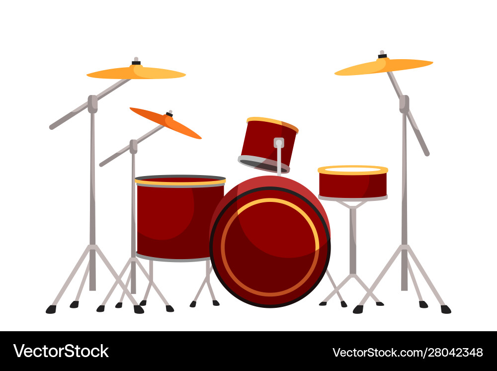Drum kit flat Royalty Free Vector Image - VectorStock