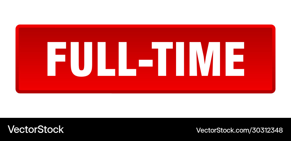 Full-time button square red push vector image