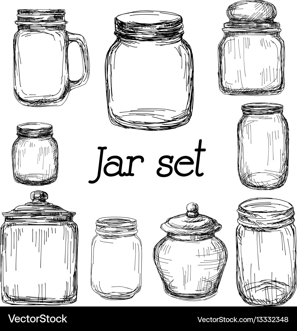 Hand drawn jar set vector image