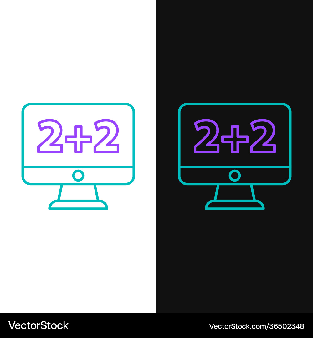 Line math system equation solution on computer Line math system equation solution on computer vector image