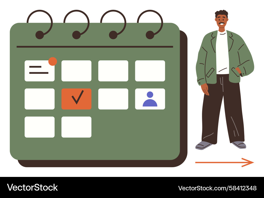 Man with Calendar - Planning & Scheduling Vector Image