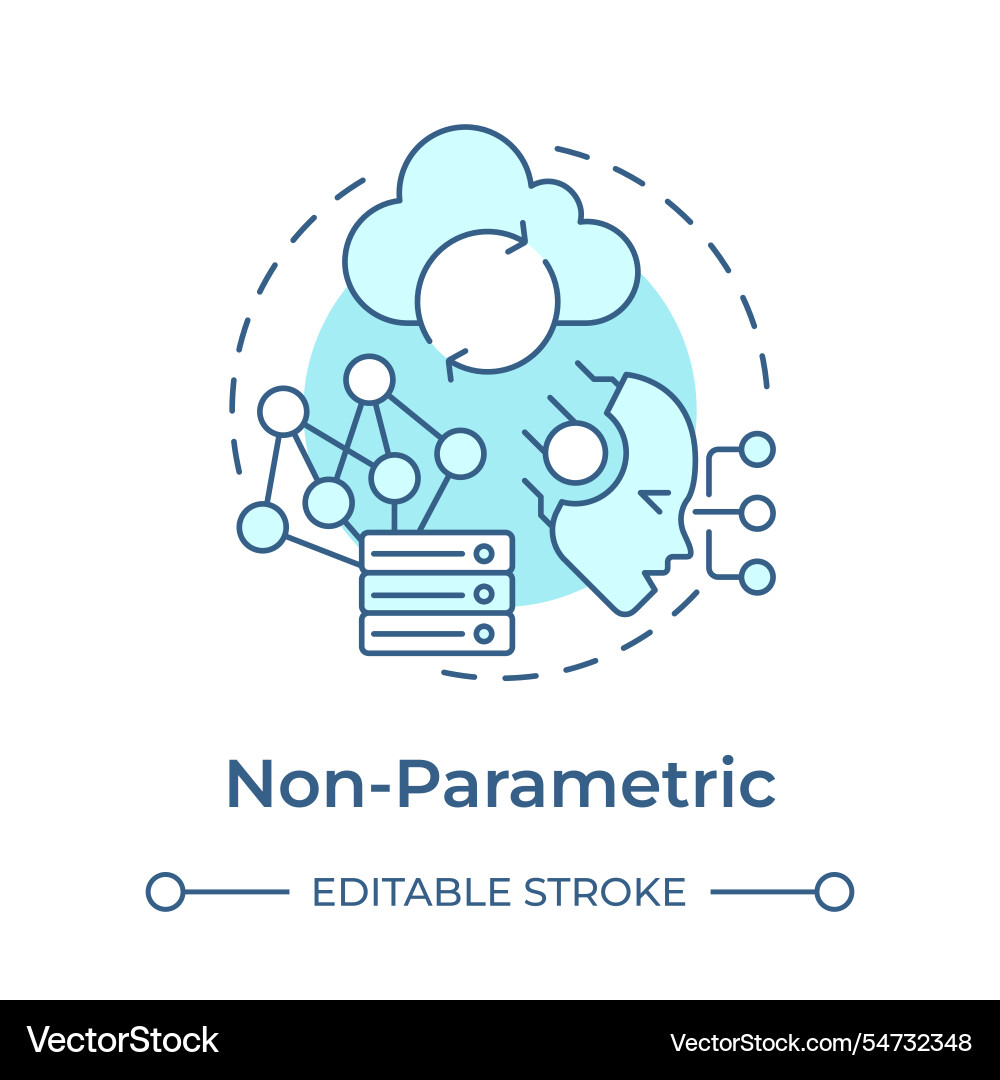 Non parametric memory soft blue concept icon Non parametric memory soft blue concept icon vector image