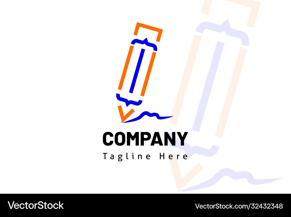 Pencil writing with web code logo template vector image