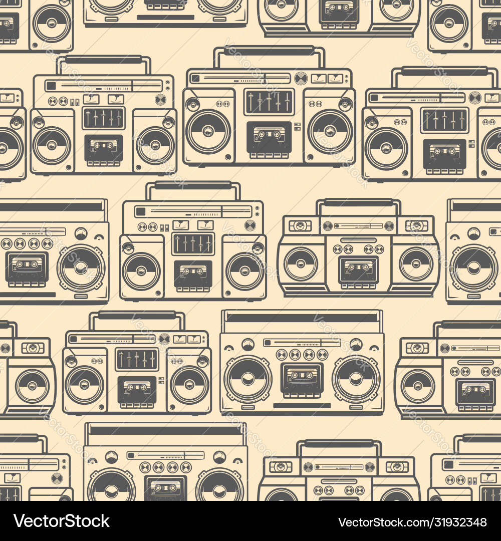 Retro Boombox Pattern vector image