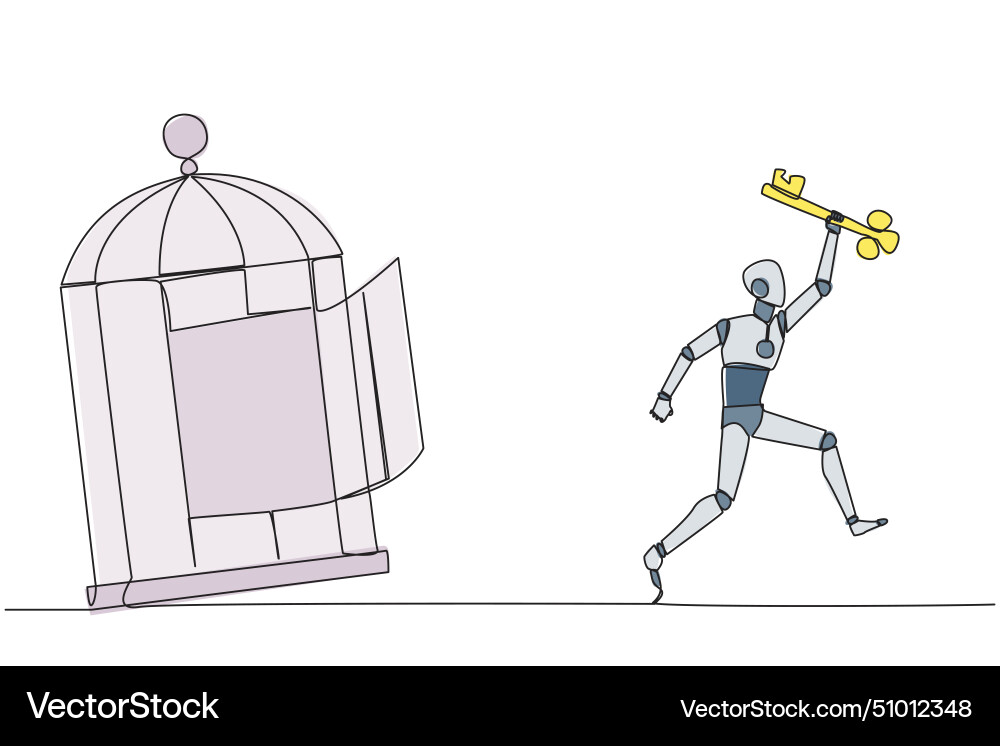 Single continuous line drawing smart robot Single continuous line drawing smart robot vector image