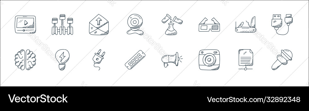 Technology line icons linear set quality Vector Image