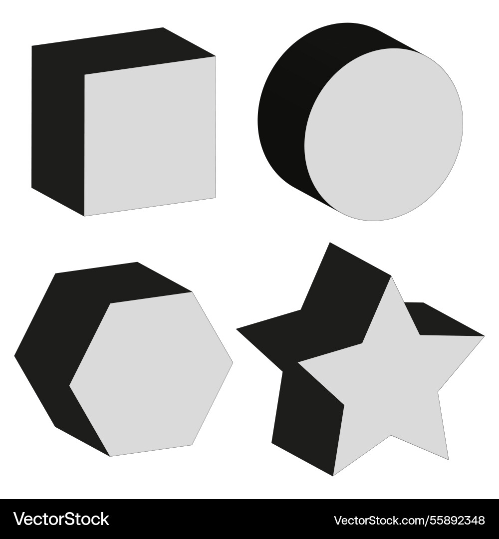 Three dimensional shapes geometric 3d objects Three dimensional shapes geometric 3d objects vector image