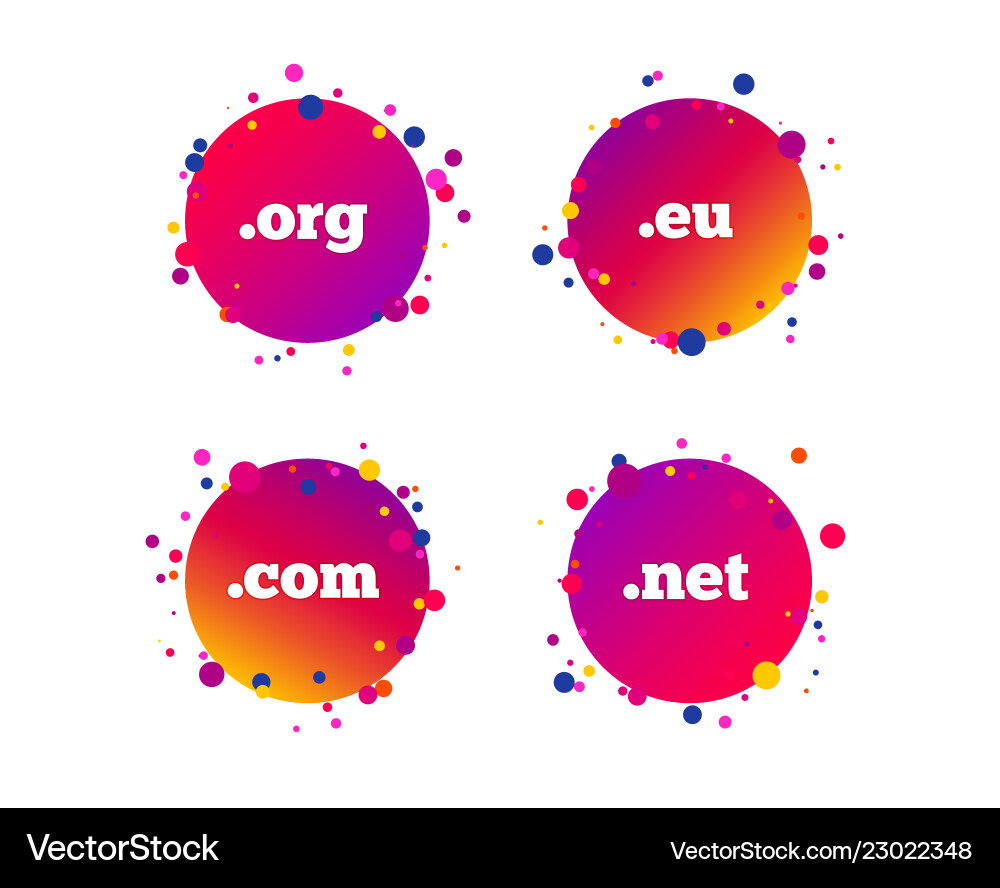 Top-level domains signs com eu net and org Top-level domains signs com eu net and org Vector Image