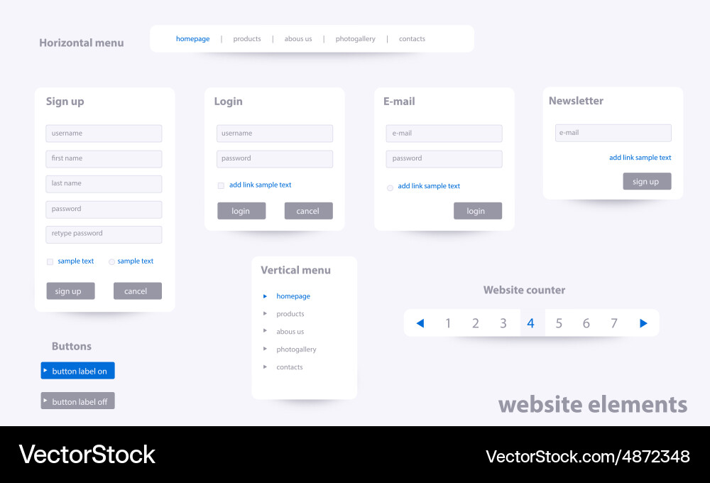Website Elements with Text Fields vector image