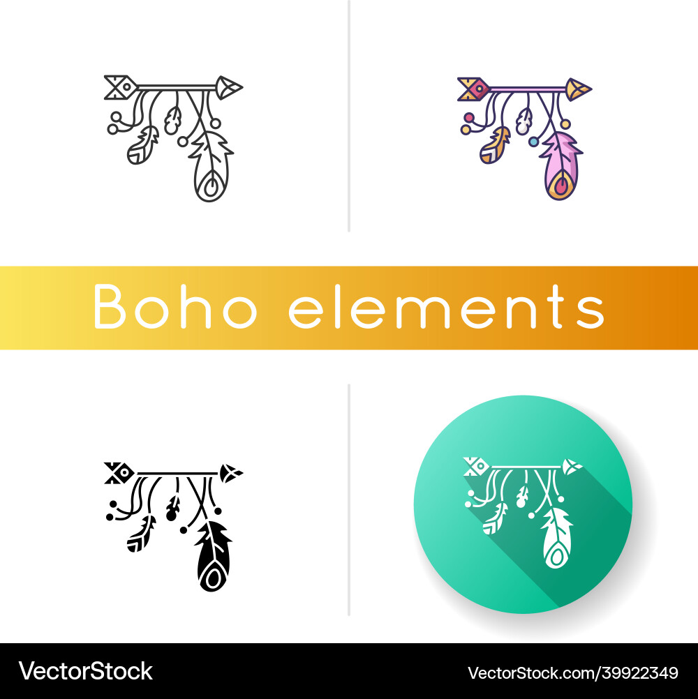 Arrow and feathers amulet in boho style icon Arrow and feathers amulet in boho style icon vector image