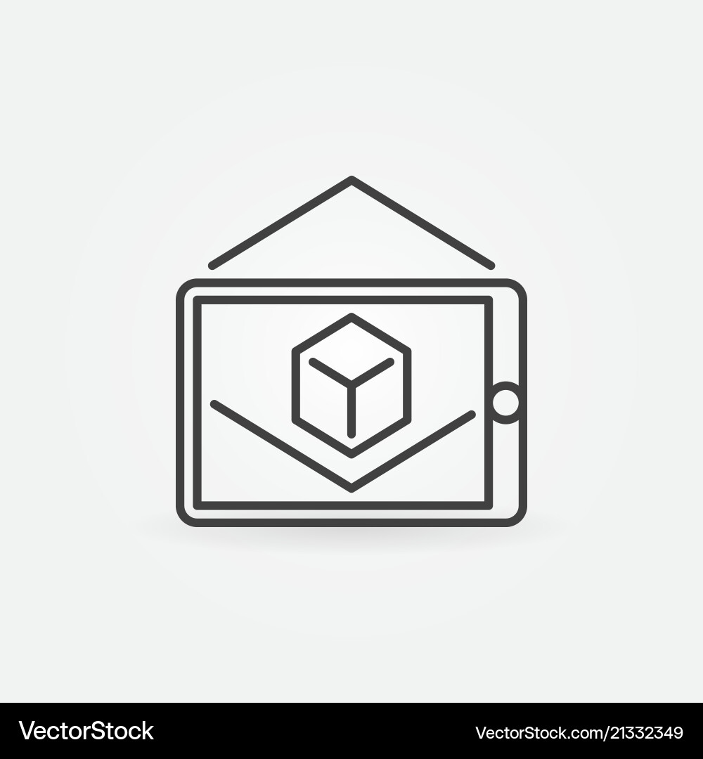 Augmented Reality Tablet with Cube Icon vector image