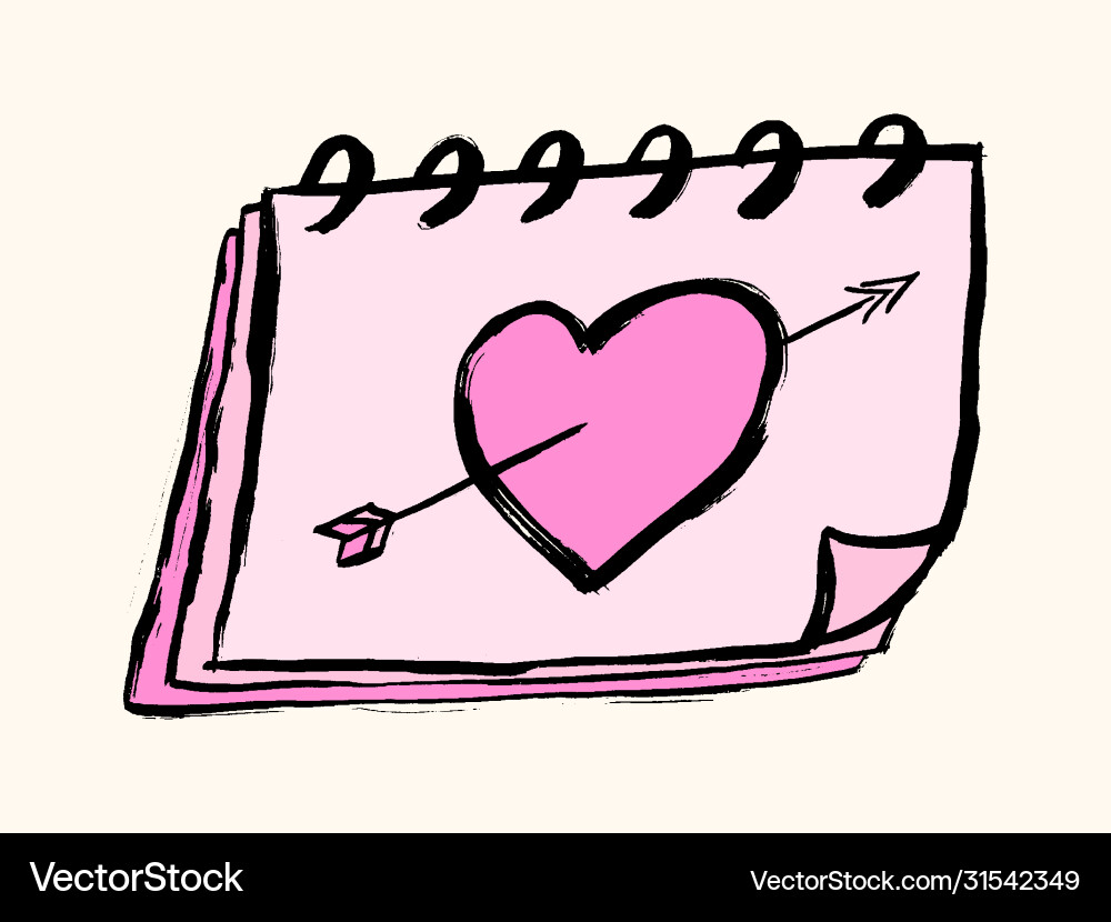 Calendar with heart sketch icon for web mobile Calendar with heart sketch icon for web mobile vector image