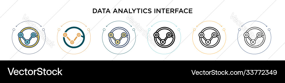 Data analytics interface icon in filled thin line vector image