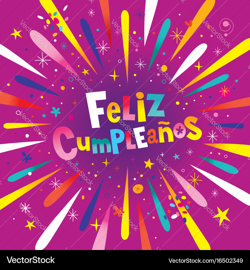 Feliz cumpleanos happy birthday in spanish card vector image