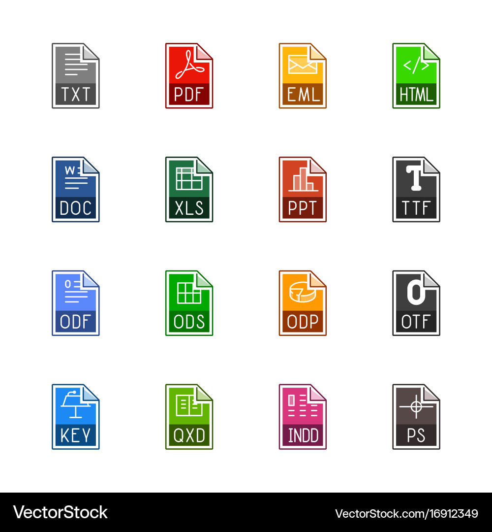 File type icons - texts fonts and page layout vector image