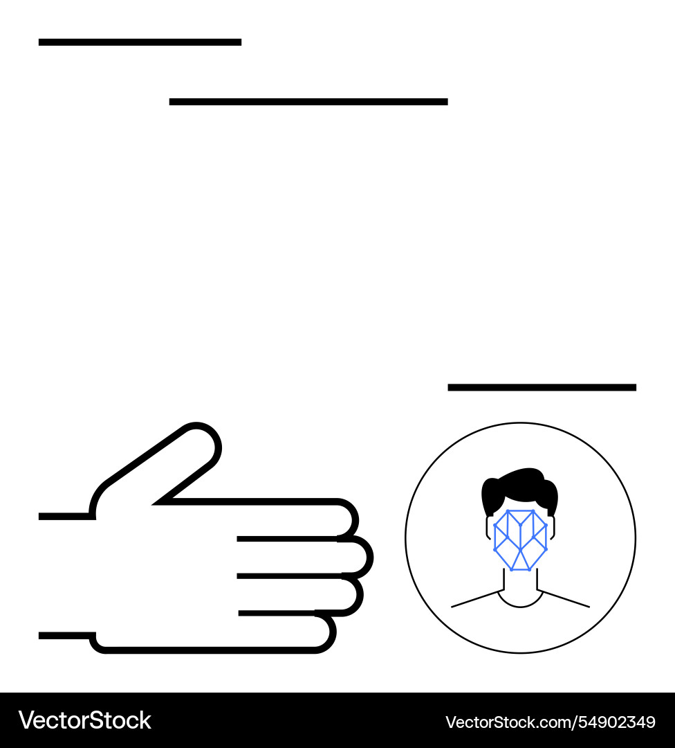 Hand gesture approaching face recognition scan Hand gesture approaching face recognition scan vector image