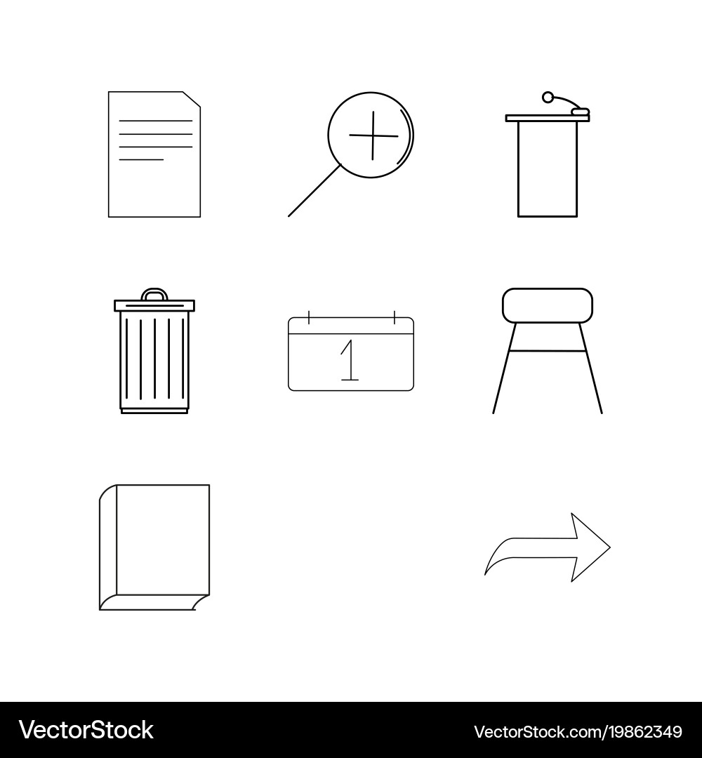 Office linear icon set simple outline icons vector image