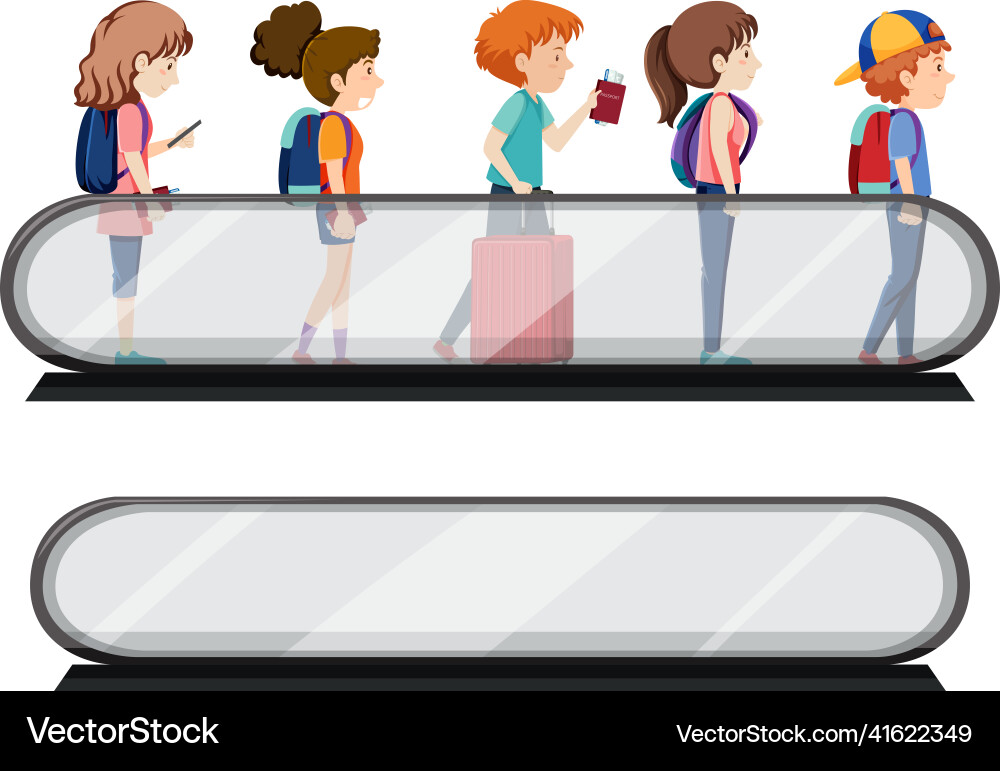 Passengers on moving walkway and empty Passengers on moving walkway and empty vector image