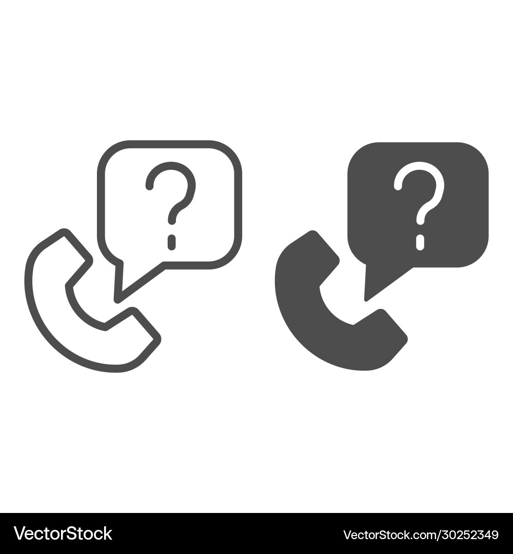 Phone and question dialogue line solid icon Phone and question dialogue line solid icon Vector Image