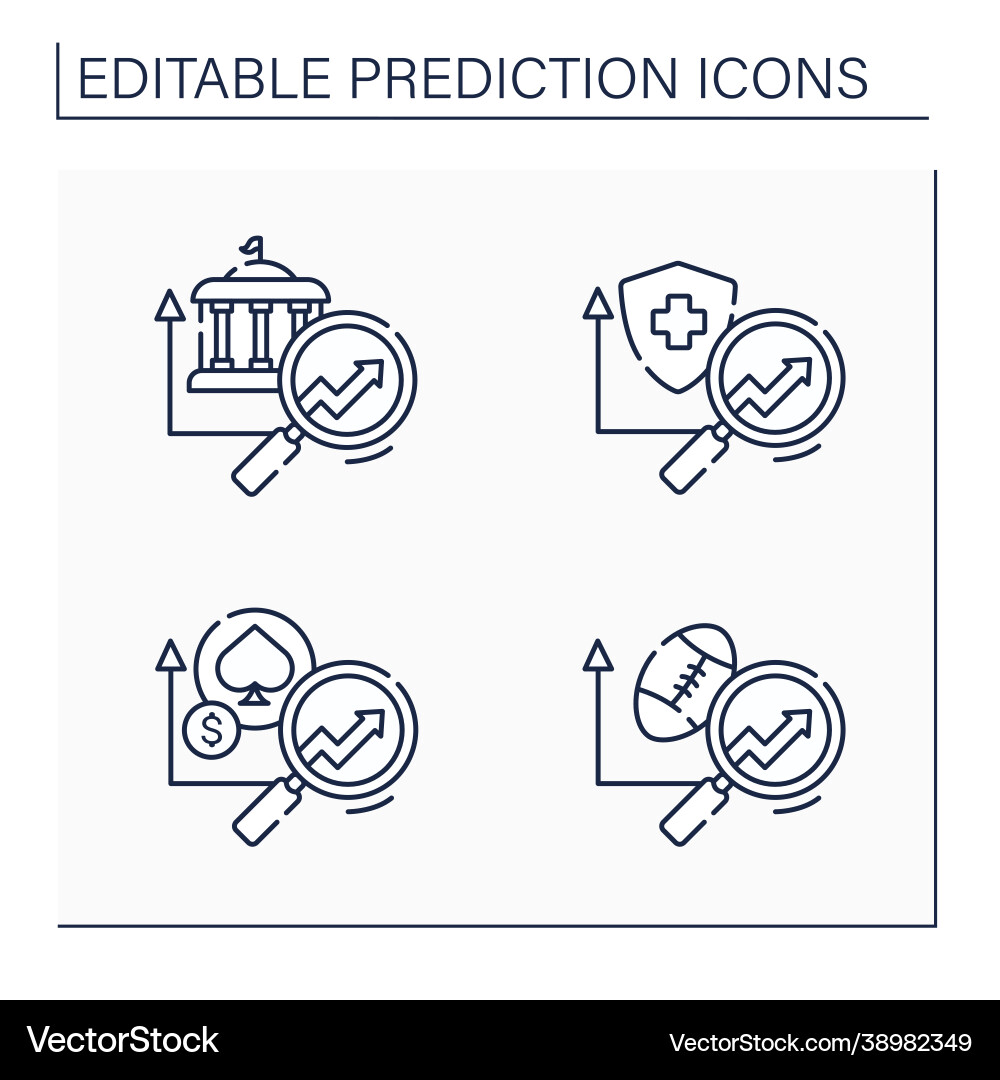 Predictive analytics line icons set Predictive analytics line icons set Vector Image