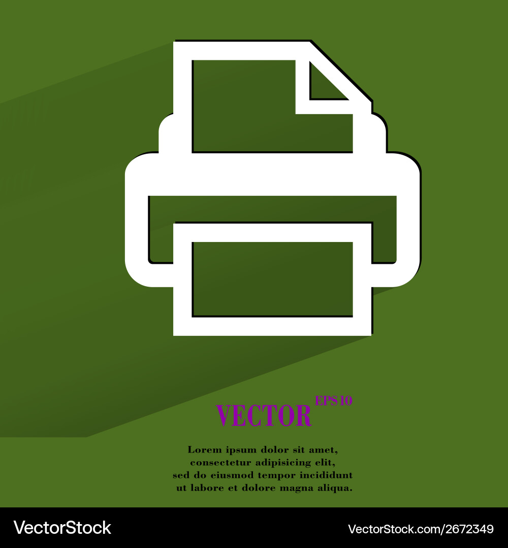 Printer flat modern web button with long shadow Vector Image