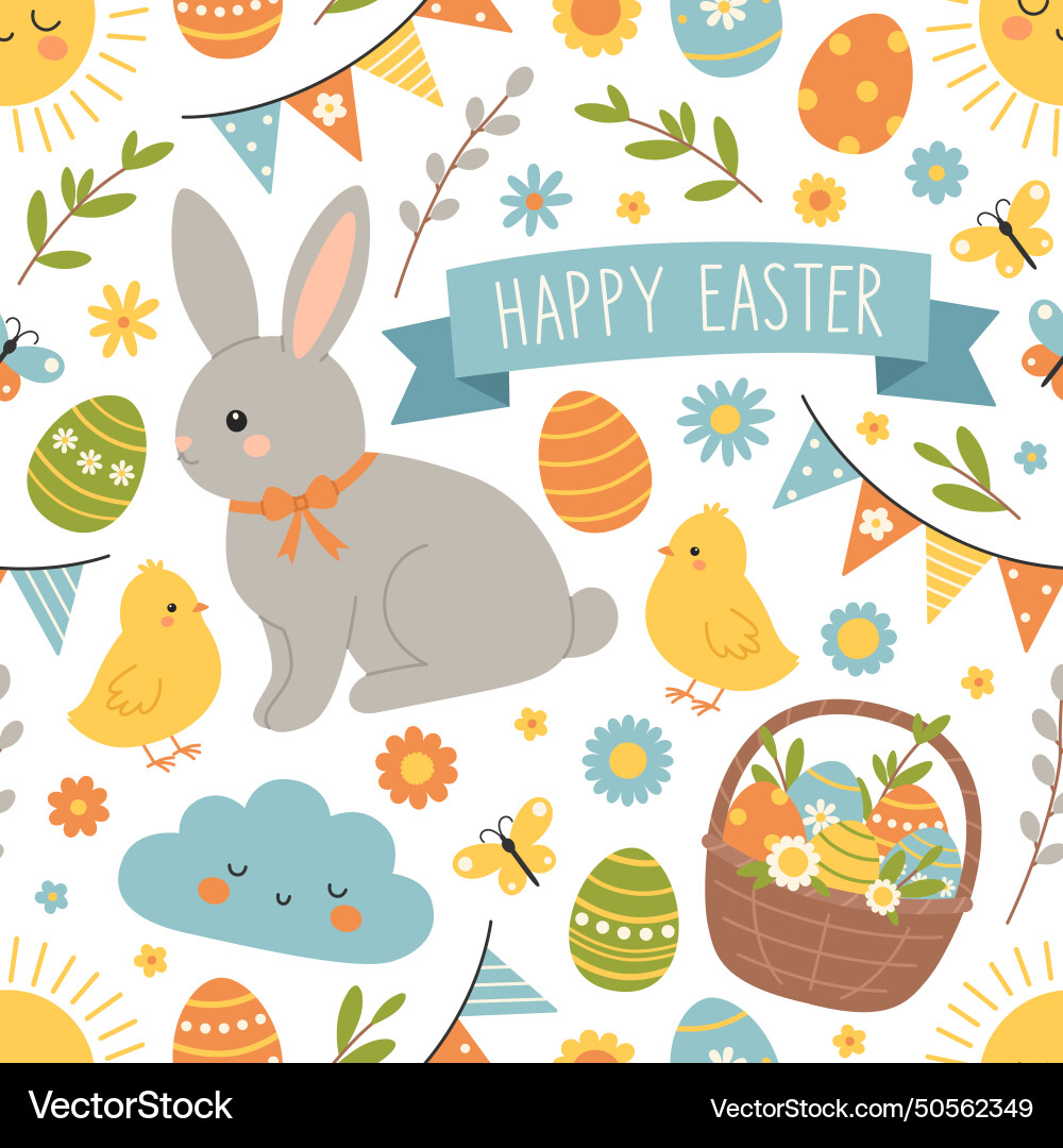 Seamless pattern with easter spring elements Seamless pattern with easter spring elements vector image