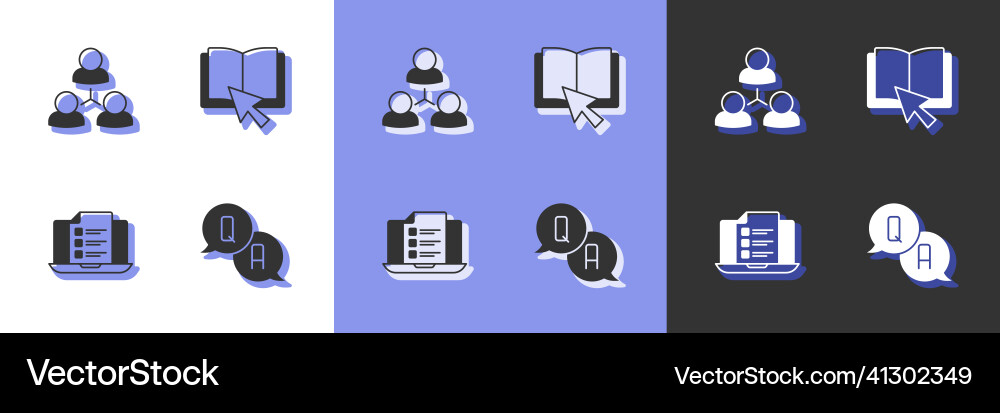 Set question and answer online class quiz test Set question and answer online class quiz test vector image