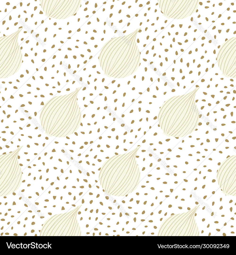 Simple onion seamless pattern on dots background Simple onion seamless pattern on dots background vector image
