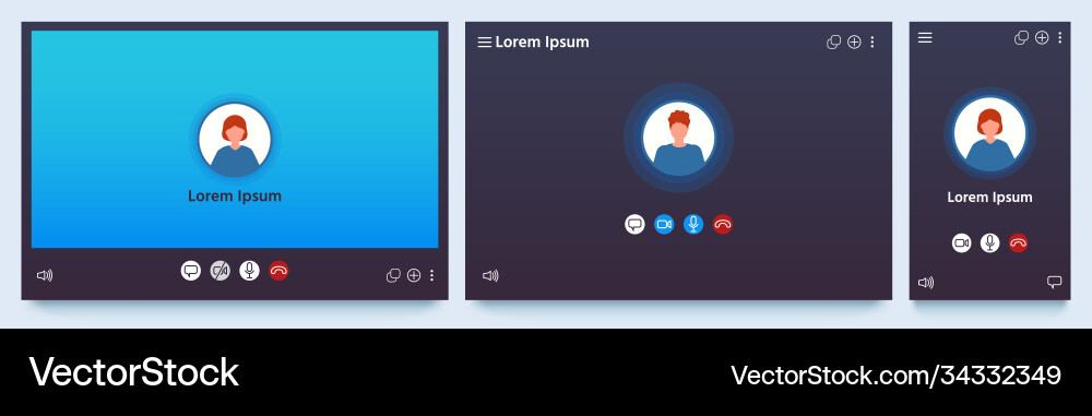 Video Call Web UI Mockup vector image