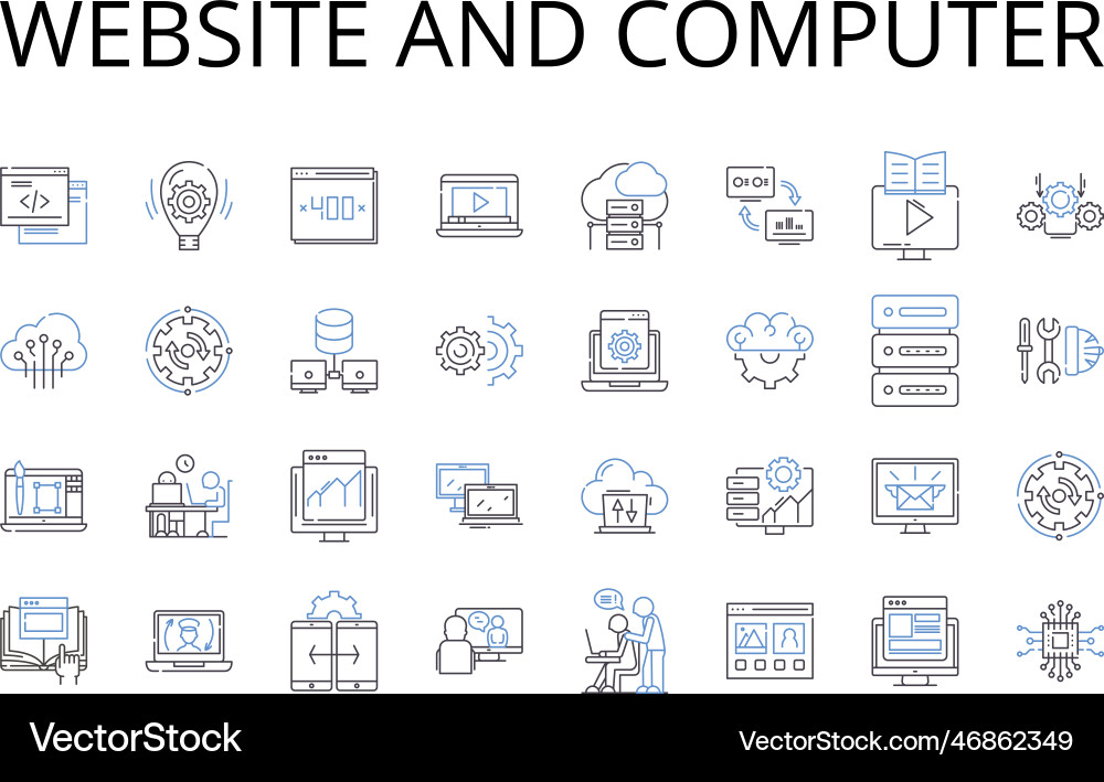 Website and computer line icons collection Vector Image