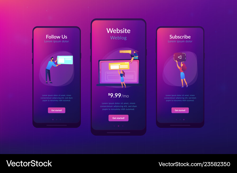 Bloging app interface template Bloging app interface template vector image