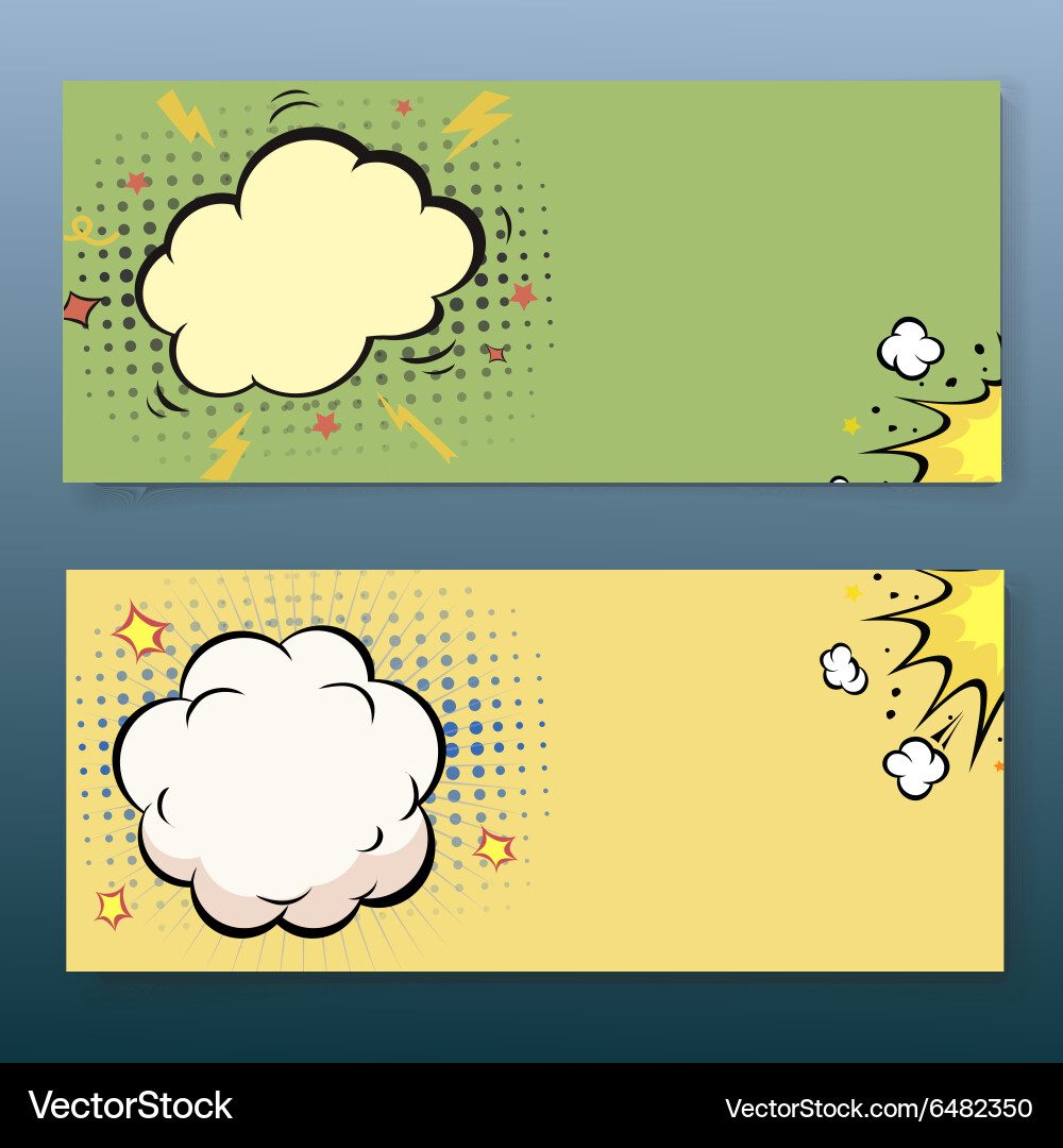 Comic book style explosion cloud banner set Vector Image