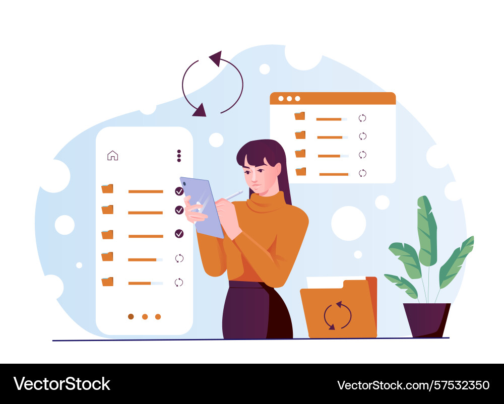 Digital file management process concept Digital file management process concept vector image