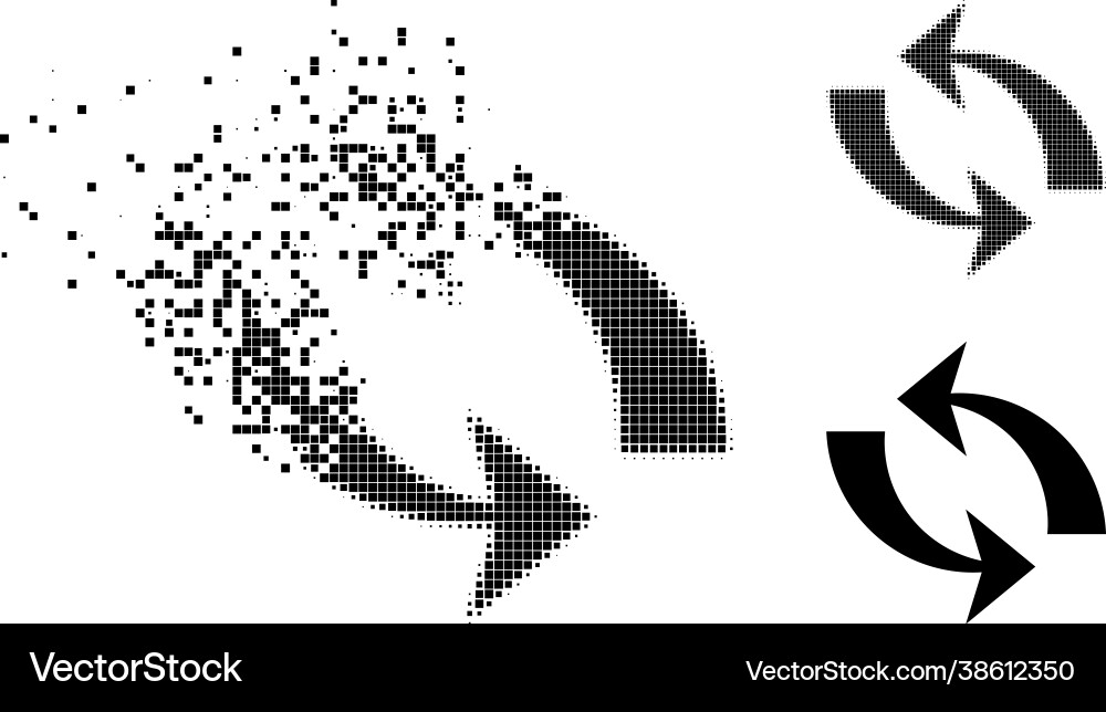 Dissolved and halftone pixelated refresh icon Dissolved and halftone pixelated refresh icon vector image