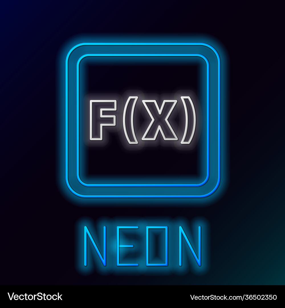 Glowing neon line function mathematical symbol Glowing neon line function mathematical symbol vector image