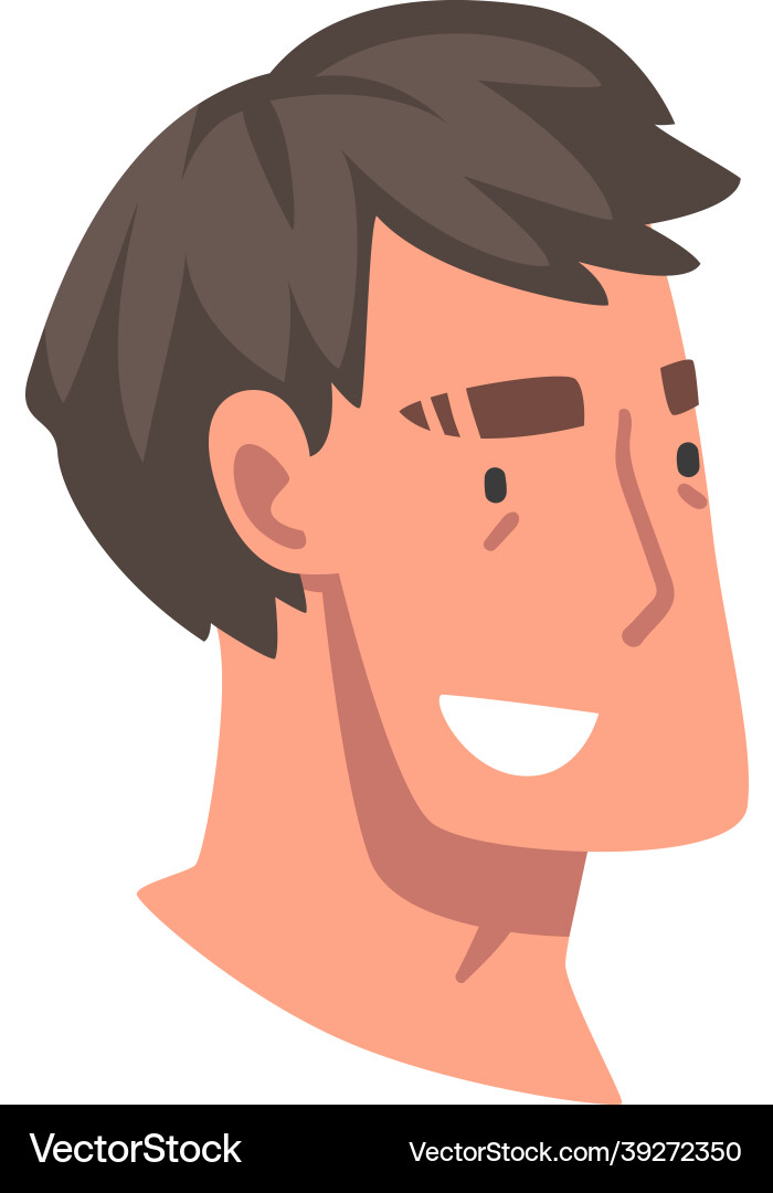 Man head with smiling facial expression side view Man head with smiling facial expression side view Vector Image